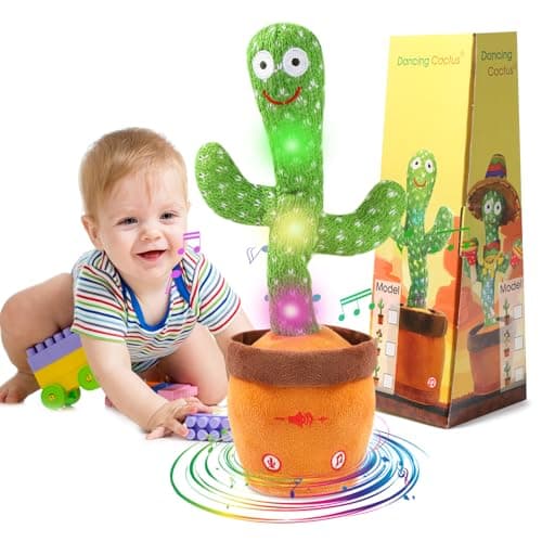 MIAODAM Christmas Dancing Talking Cactus Toy for Baby Toddler, Colorful Glowing Repeating What You Say, Singing Talking Mimicking Toy for Baby Dancing Cactus,Toys Gift for Kids Baby 1 Year Old