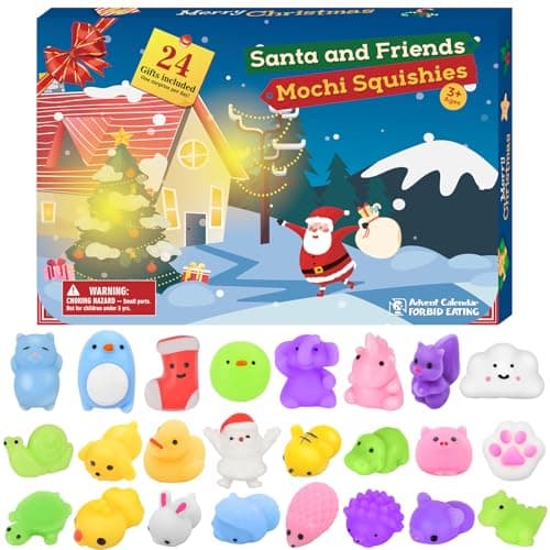 BATTOP Advent Calendar 2025, 24 Days Mochi Animals Squishy Toys for Kids,Toddlers, Christmas Countdown Calendar Toy for Boys Girls, Christmas Party Favor Gifts