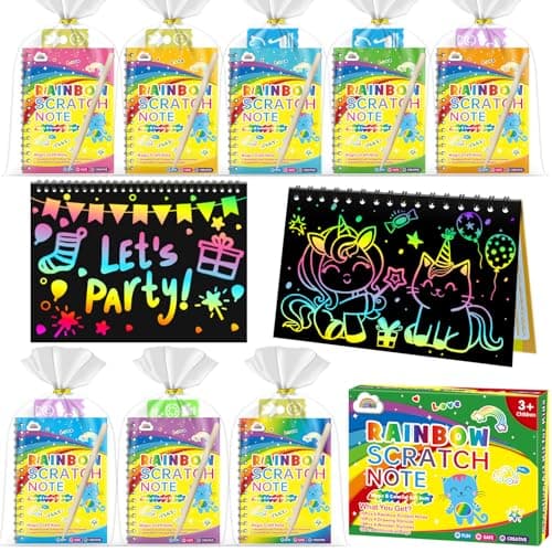 ZMLM Scratch Art Party Favors: 36 Pcs Birthday Gifts Goodie Bags Stuffers Rainbow Scratch Paper Craft Notebooks for Kids 4-8 Classroom Prize Students End School Supplies Toy Girls Boys Return Gift